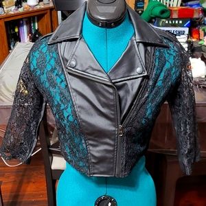 Lip Service - Vinyl and Lace Moto Jacket - XS